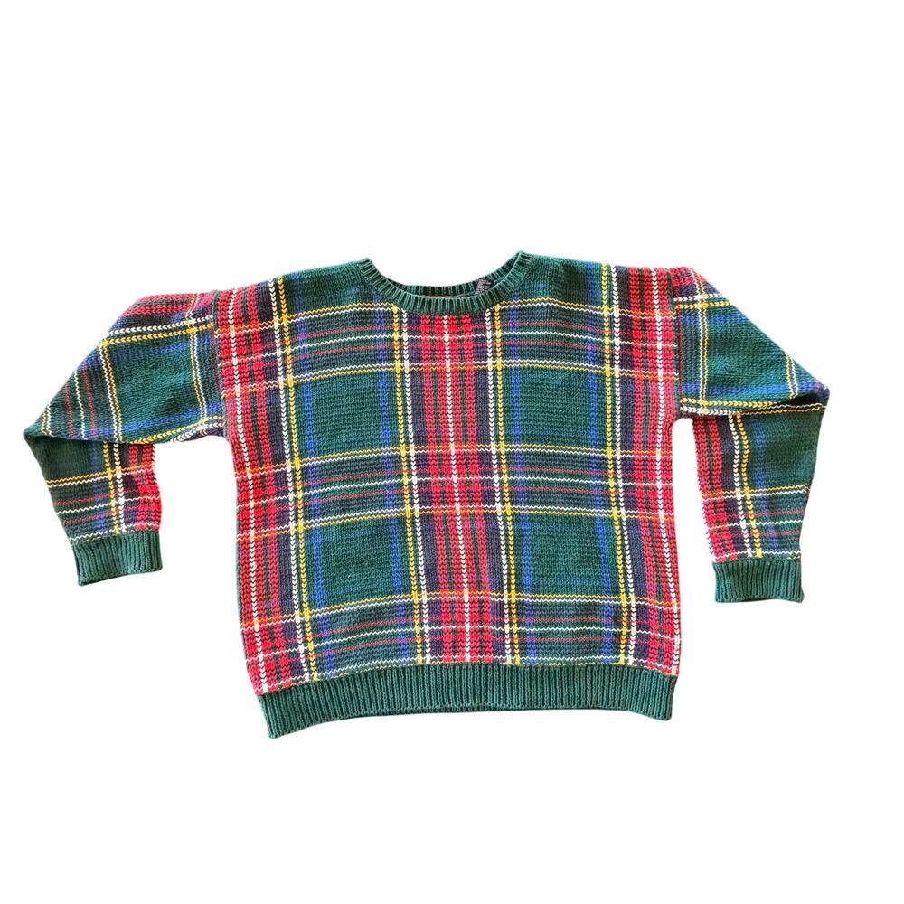 Vintage 1990s GAP Plaid‎ Sweater Small 100% Cotton unisex Small Medium Classic